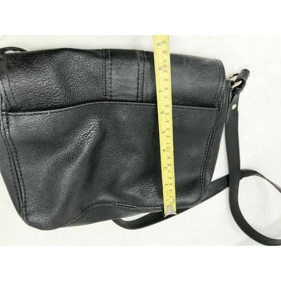 LIZ CLAIBORNE Black Faux Leather Crossbody Bag w Large Front Buckle - Picture 11 of 12
